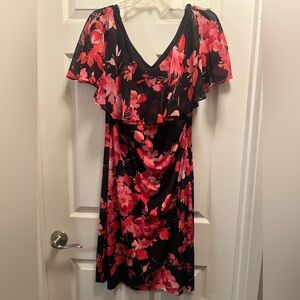 Size:12 floral black & pink/red dress. Gently used.